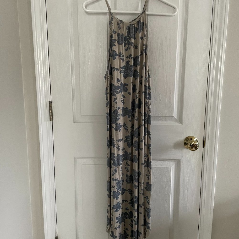 Millibon Gray & Blue Floral Sleeveless Maxi Dress - SzM